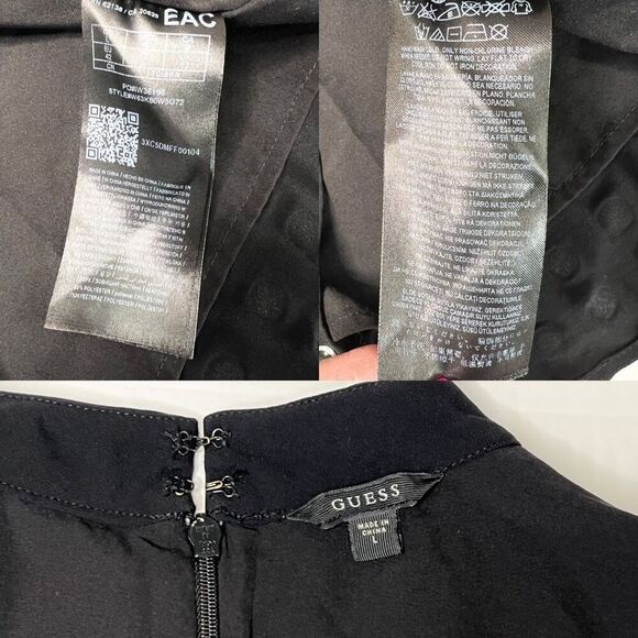 Guess Deetra Halter Aline Dress Keyhole Dress Black LARGE Embellished Preppy LBD - Picture 12 of 13